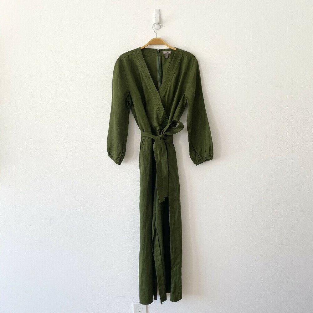 Point Sur Faux Wrap Linen Jumpsuit Belt Size 4